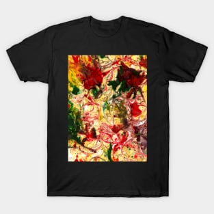 abstract marble vibrant colorful fluid art design T-Shirt